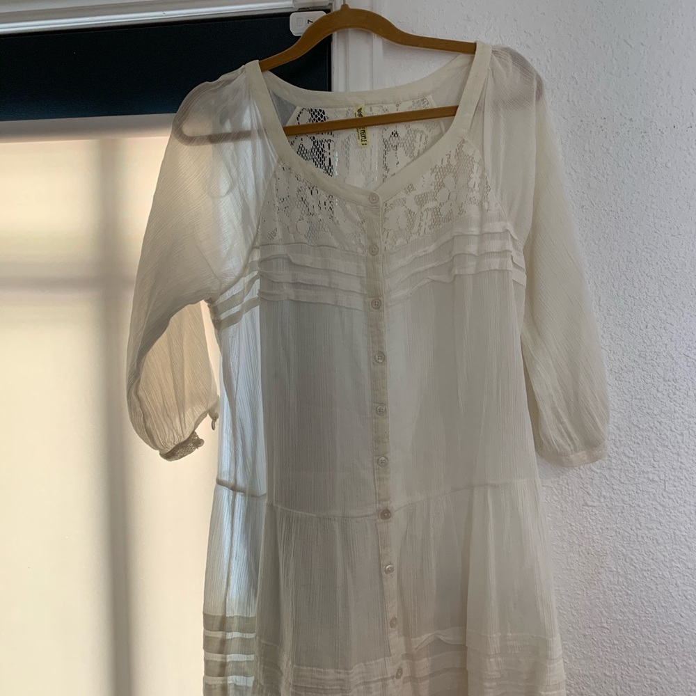 Free People Cream Gauze Tunic Medium